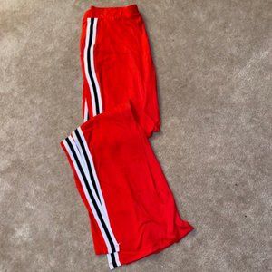 Red Stripped Joggers with Slits